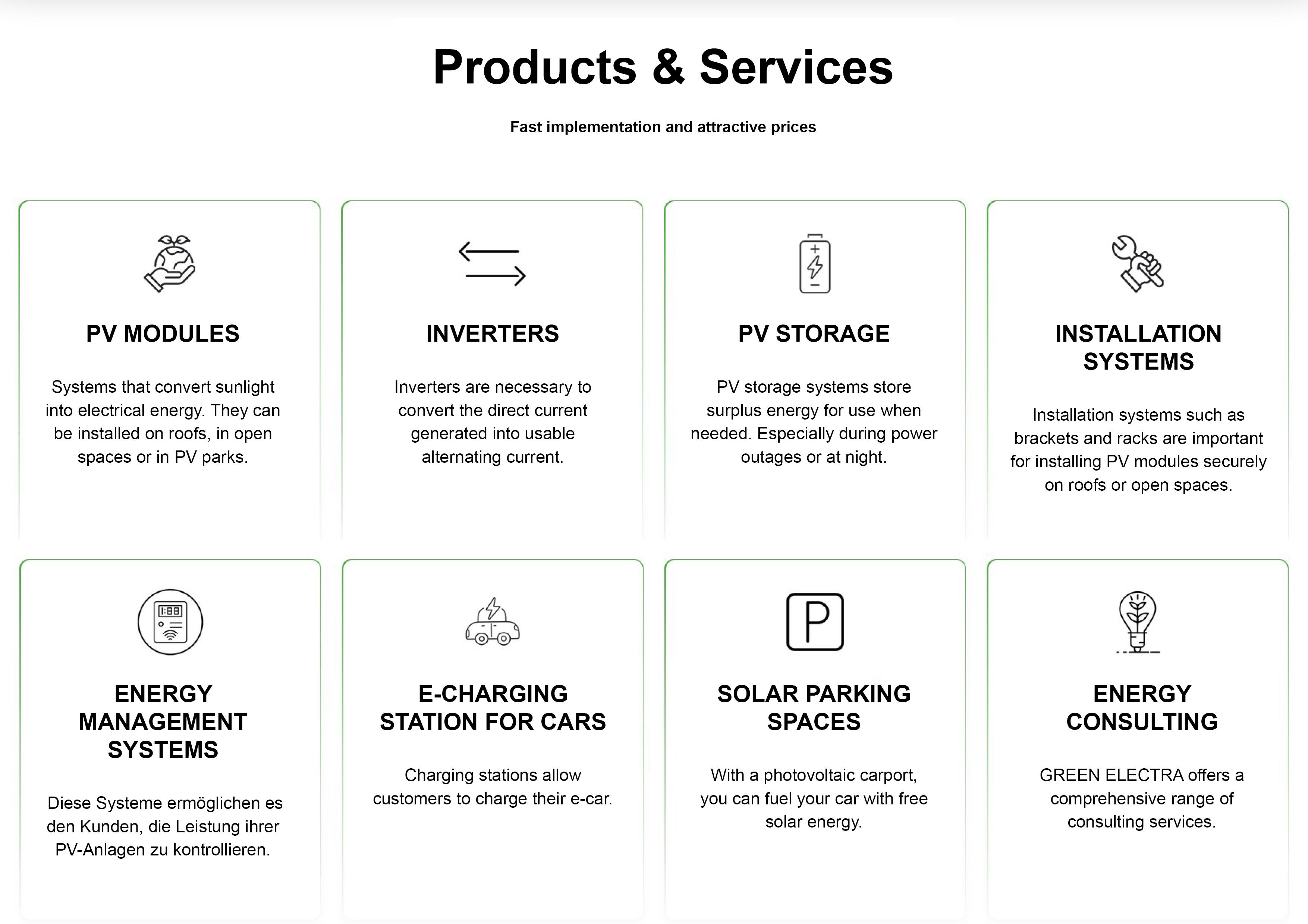 Products and Services offered by GREEN ELECTRA