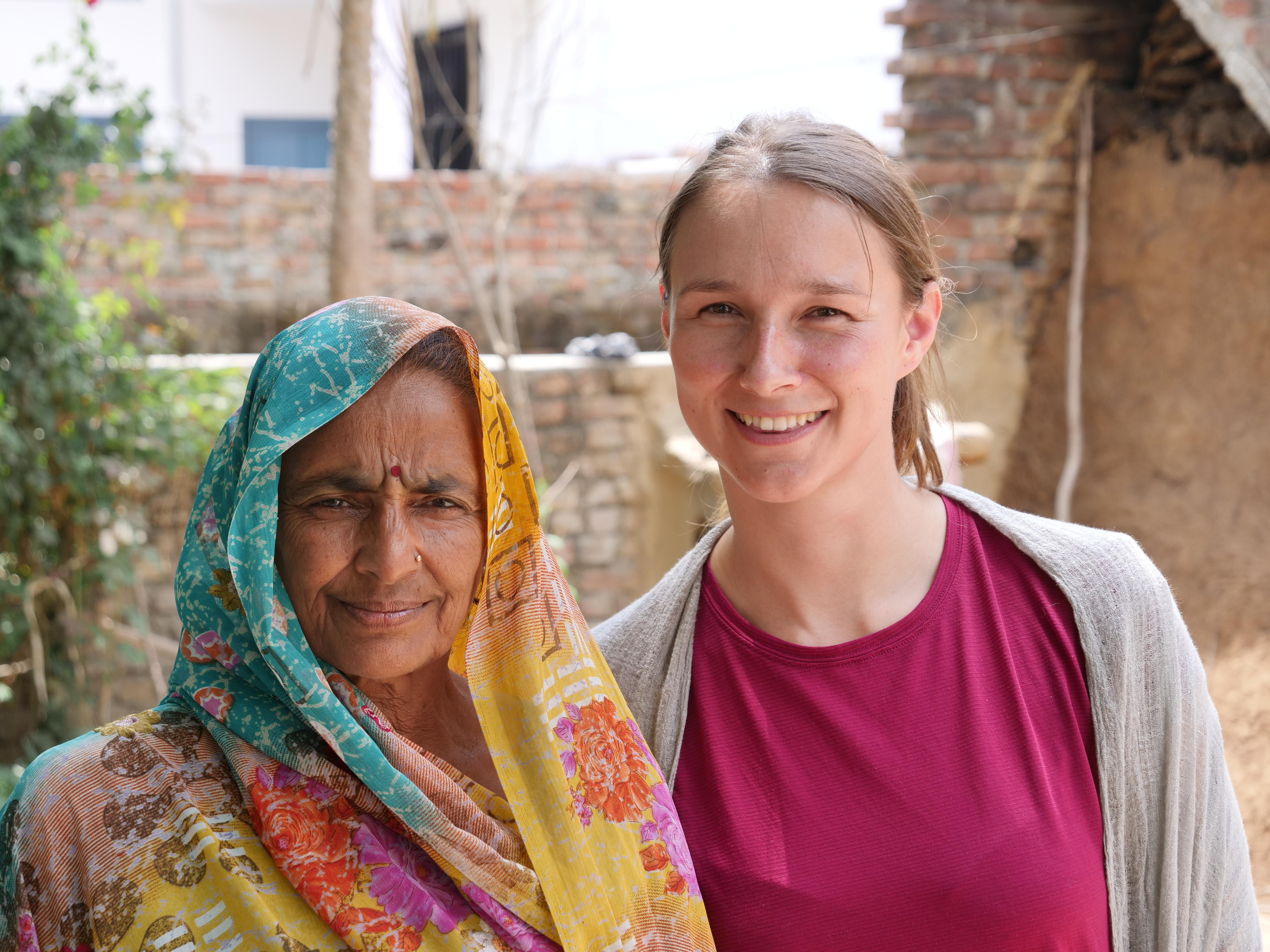 Stephanie Adler in India with locals