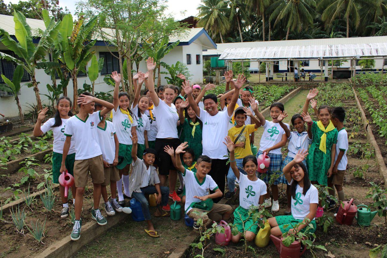 Gardening lesson for children in the Philippines