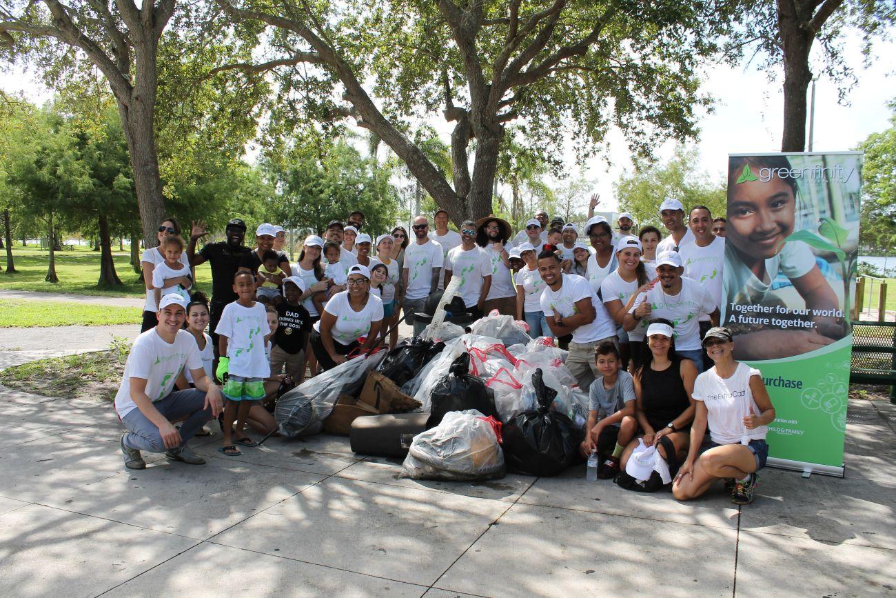 Campaign for a cleaner river bank Garbage collection Delevoe Park in Fort Lauderdale, Florida
