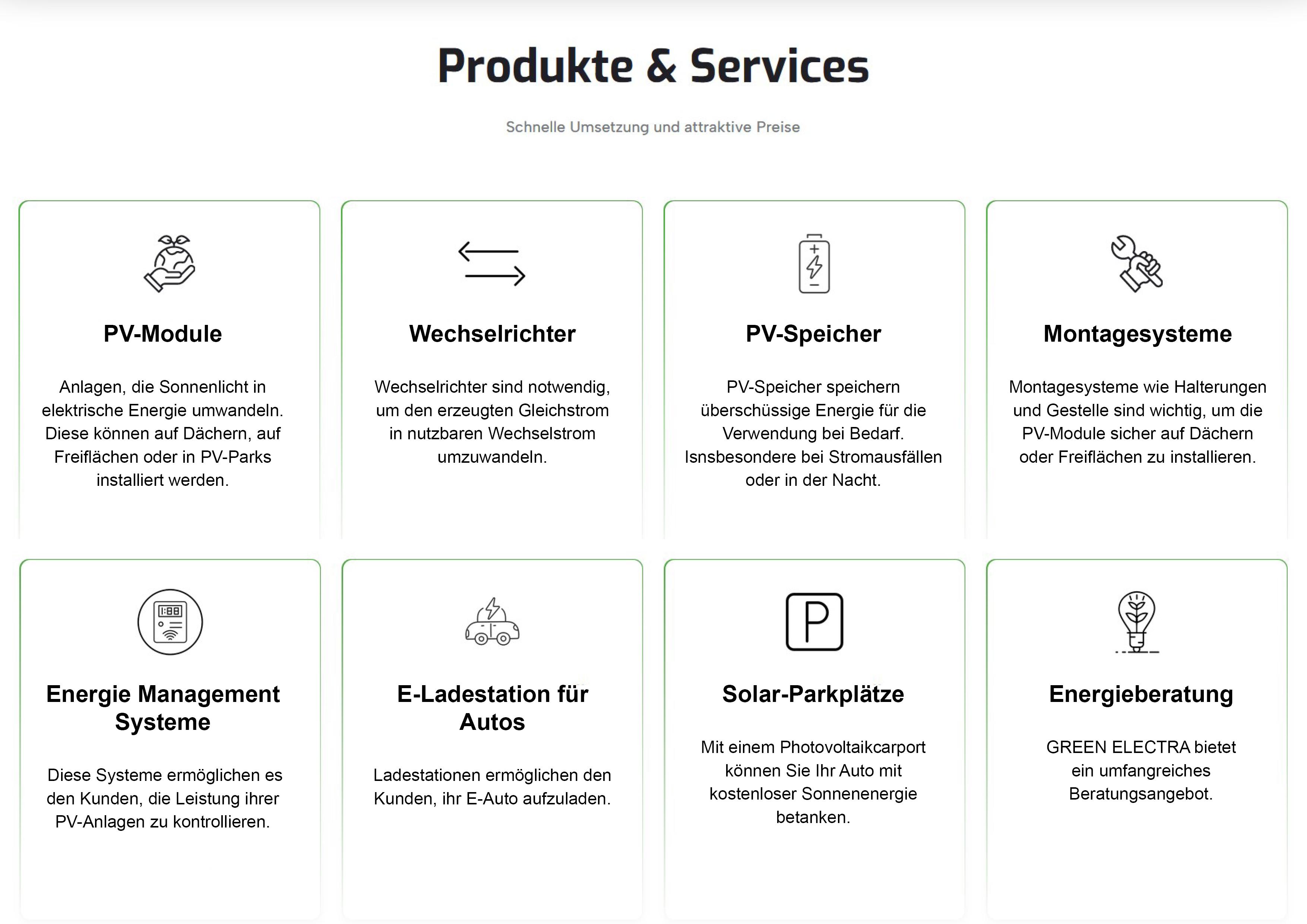 Produkte und Services von Green Electra